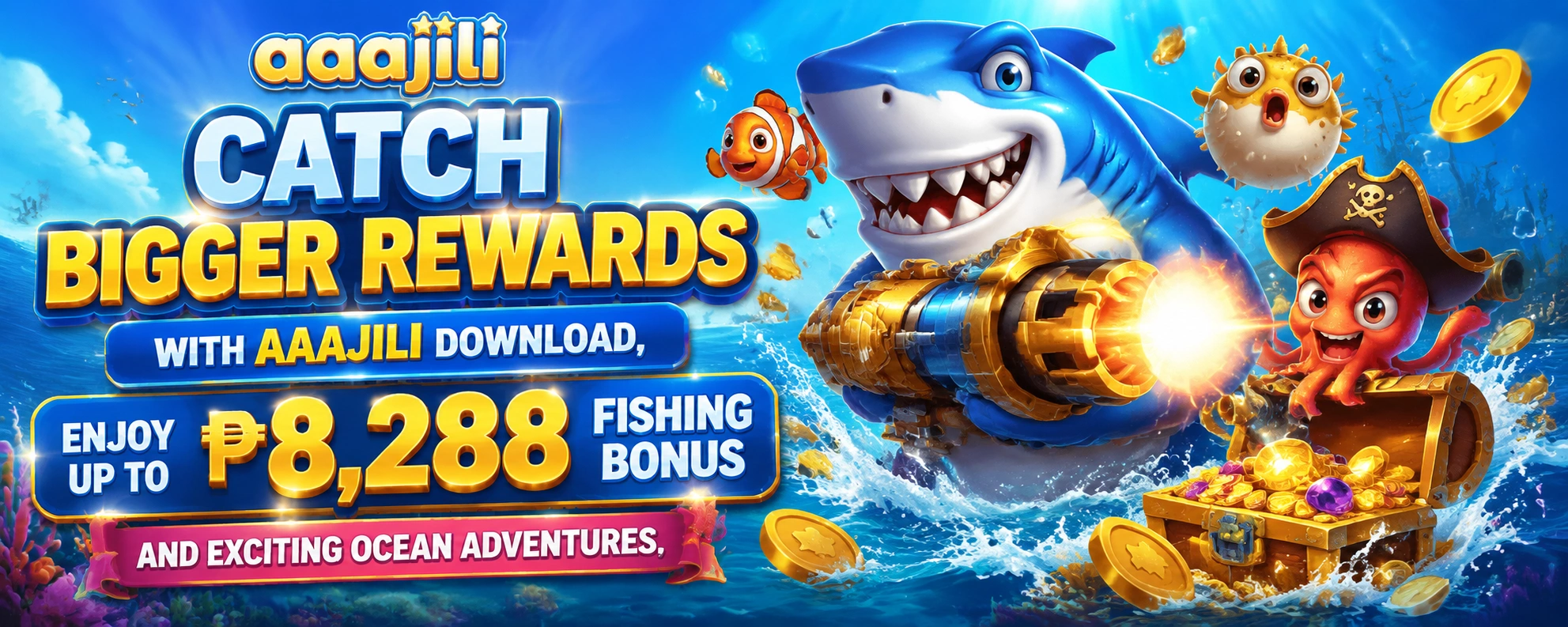 Arcade fishing game interface with multiple targets and coin indicators