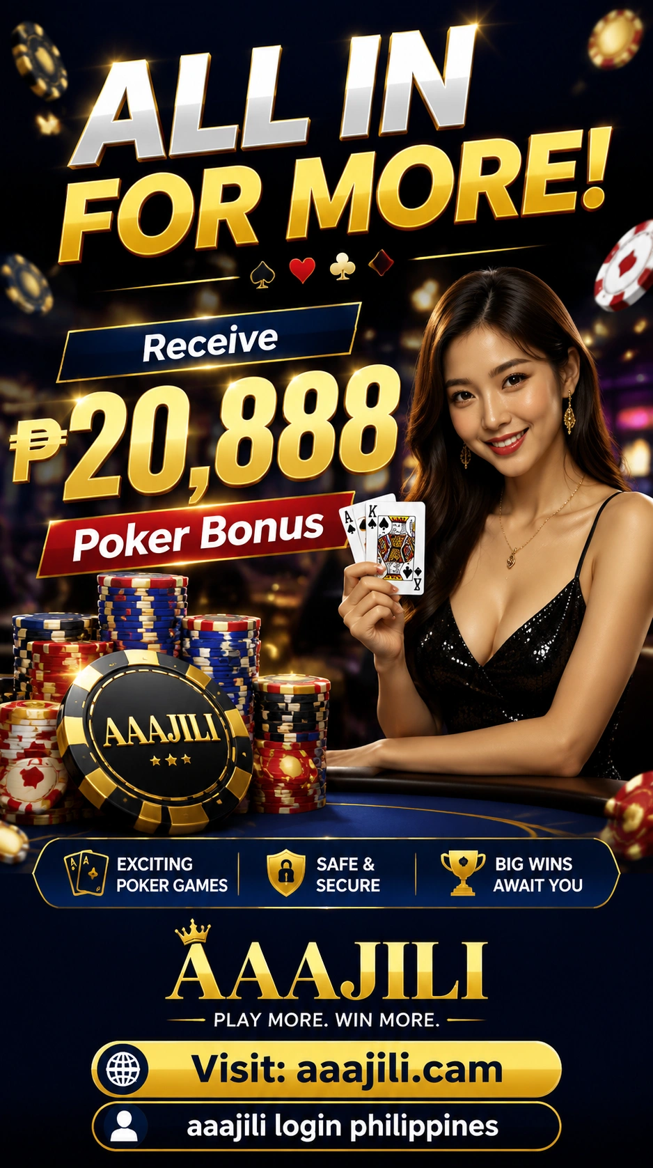 Poker table view with cards and chips for online play